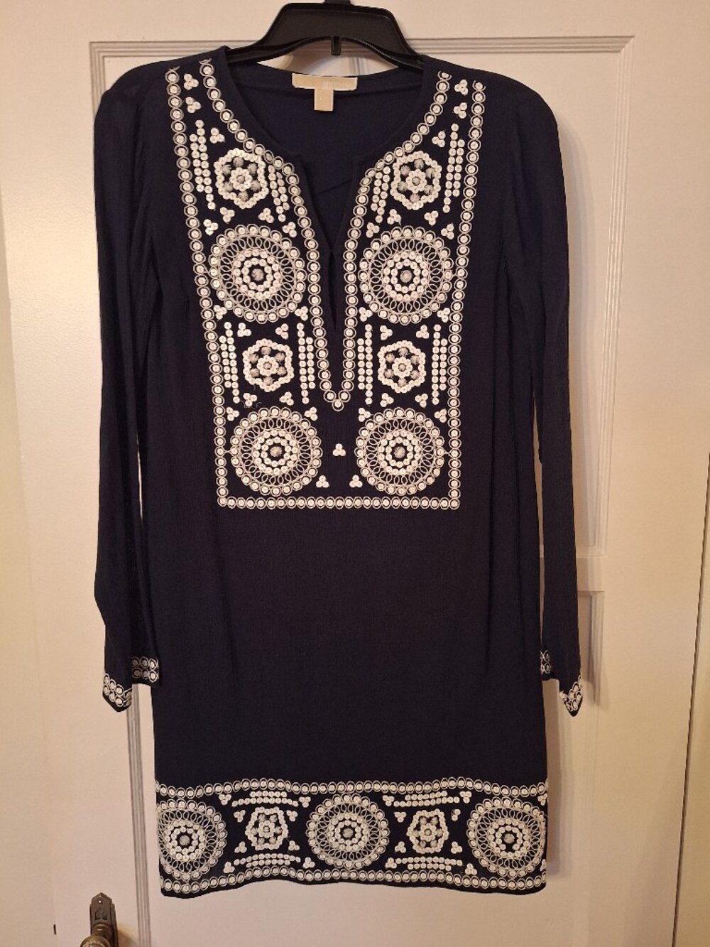 Michael Kors Navy Blue Dress with White Sequin Detail